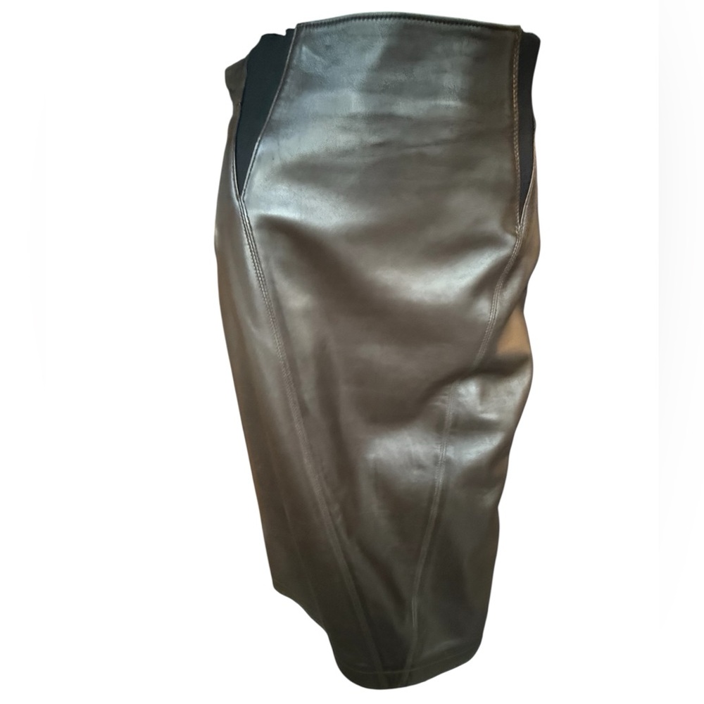 Vintage Alaia Gorgeous lux brown leather pencil skirt FR 40. = US 10